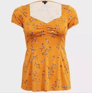 Torrid Mustard Floral Blouse
